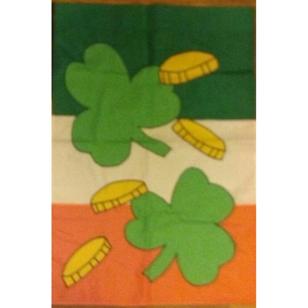 Irish Porch Flag Lucky St Patricks Day Shamrock Gold Clover Outdoor